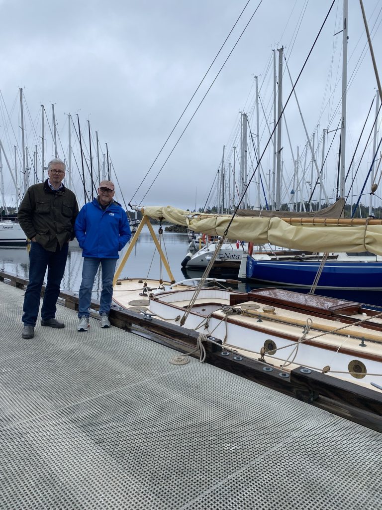 Gregor Craigie and Angus Matthews with 1897 SV Dorothy at Royal Victoria Yacht Club